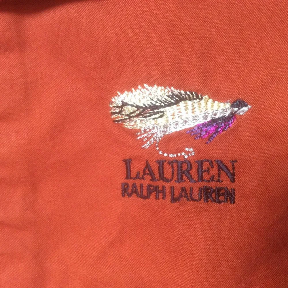 Lauren Ralph Lauren Orange Fly Fishing Shirt Size MP - Picture 2 of 5